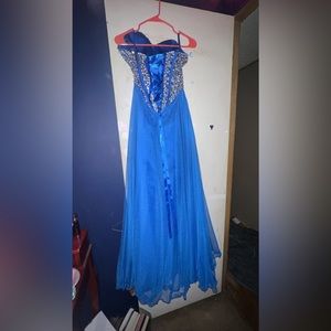 Royal blue, rhinestone top, prom dress